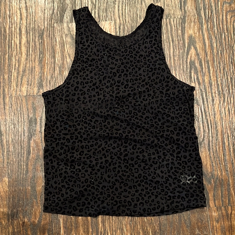 Zyia Black Leopard Mesh Tank Size S